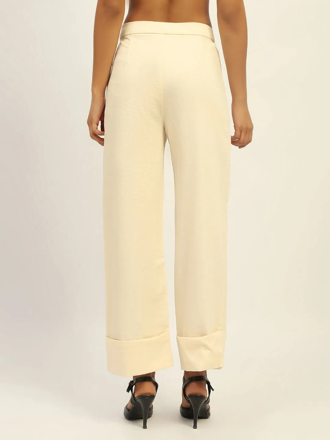 Breathable Weave Fabric LightweightDesign Madame Straight Leg Off White Trousers