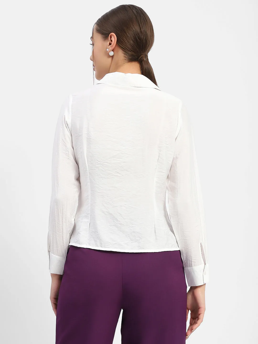 Madame Textured White Ruched Shirt Iconic look