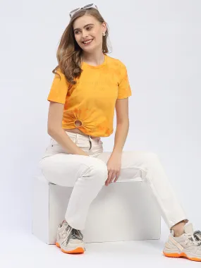 OekoTexCertified Madame Tie-Dye Light Orange Crop T-Shirt