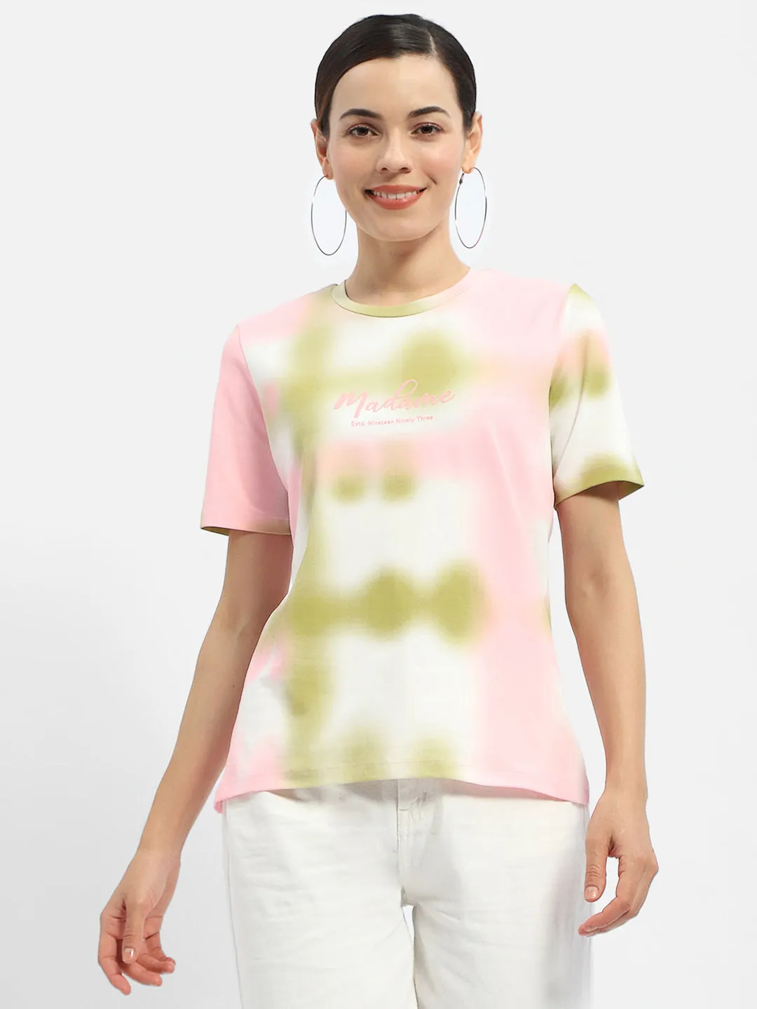 Madame Tie-Dye Pink Regular T-Shirt Formal Elegance Cozy Feeling