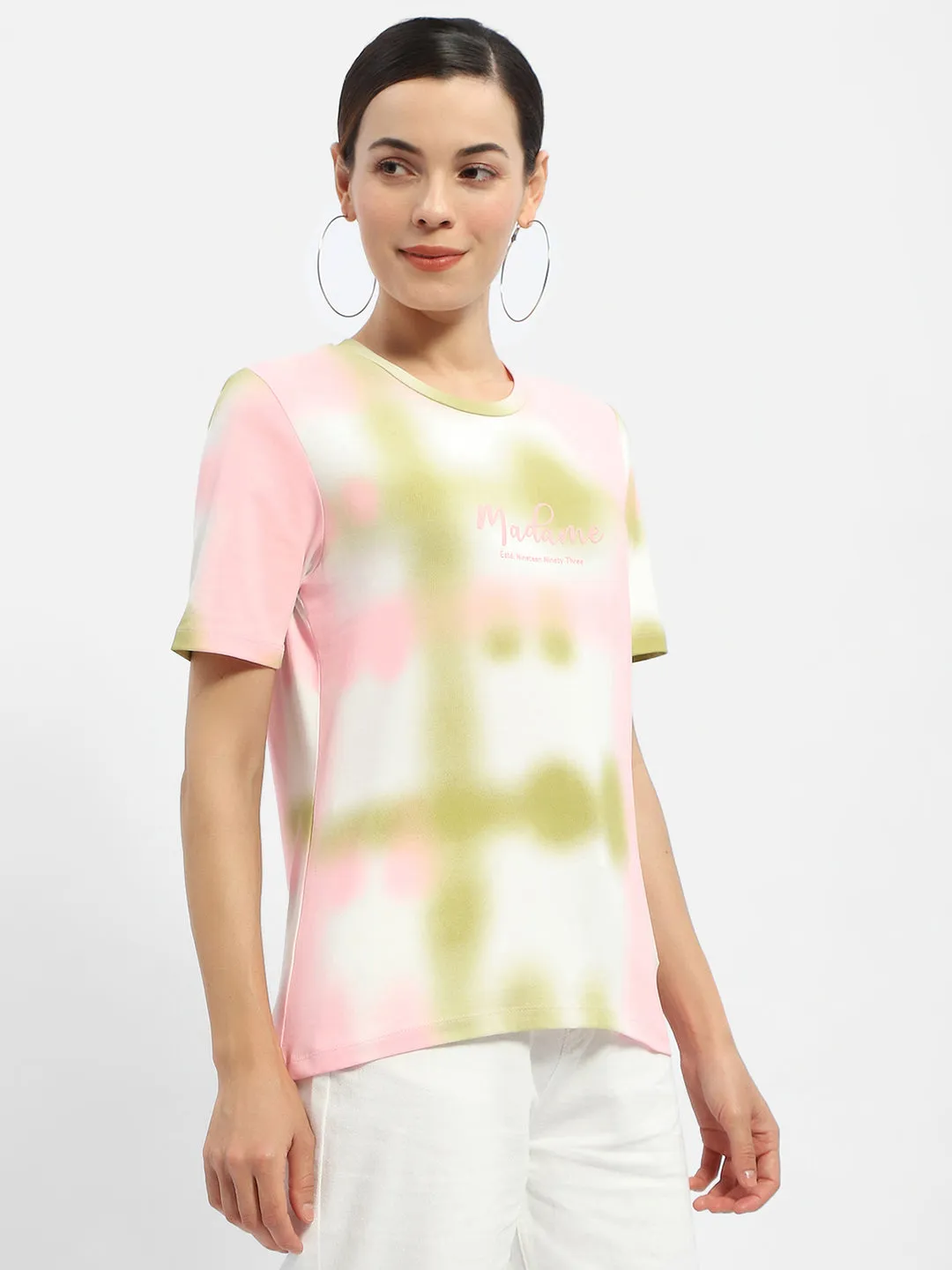 Madame Tie-Dye Pink Regular T-Shirt Comfortable Layering