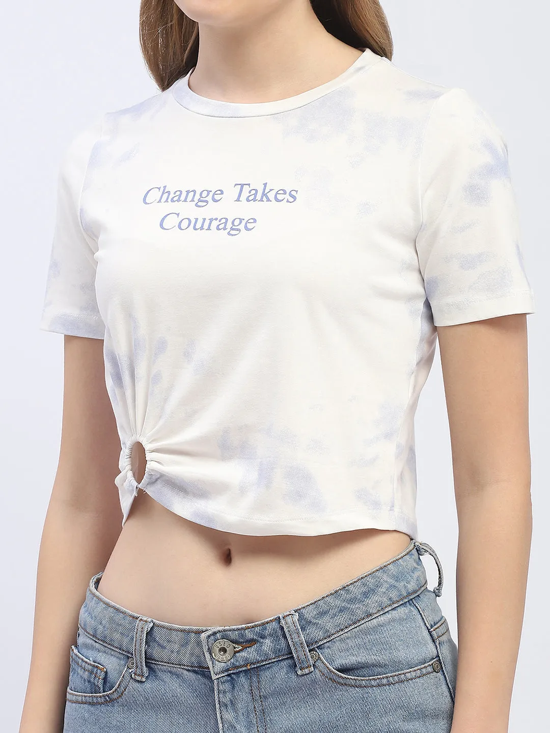 Comfy Design Wear Madame Tie-Dye White Crop T-Shirt