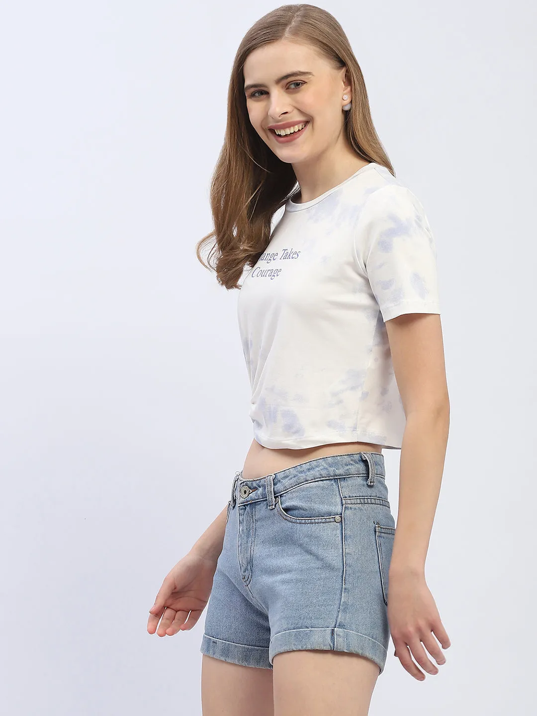 Evergreen Madame Tie-Dye White Crop T-Shirt