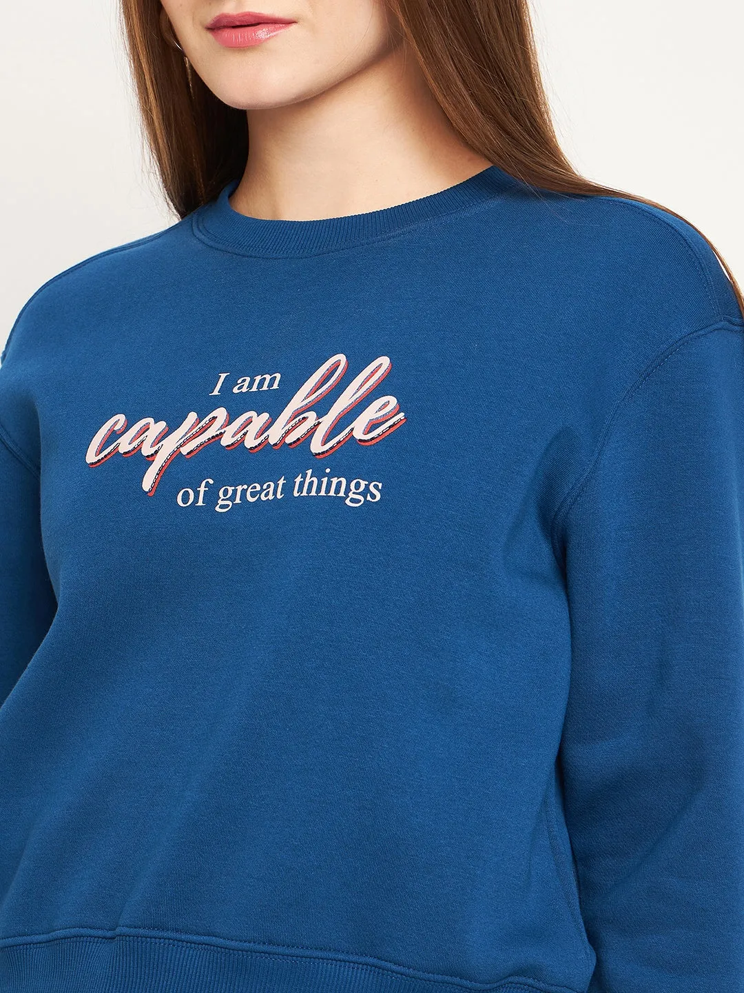 Outdoor Minimal Madame Typographic Royal Blue Sweatshirt