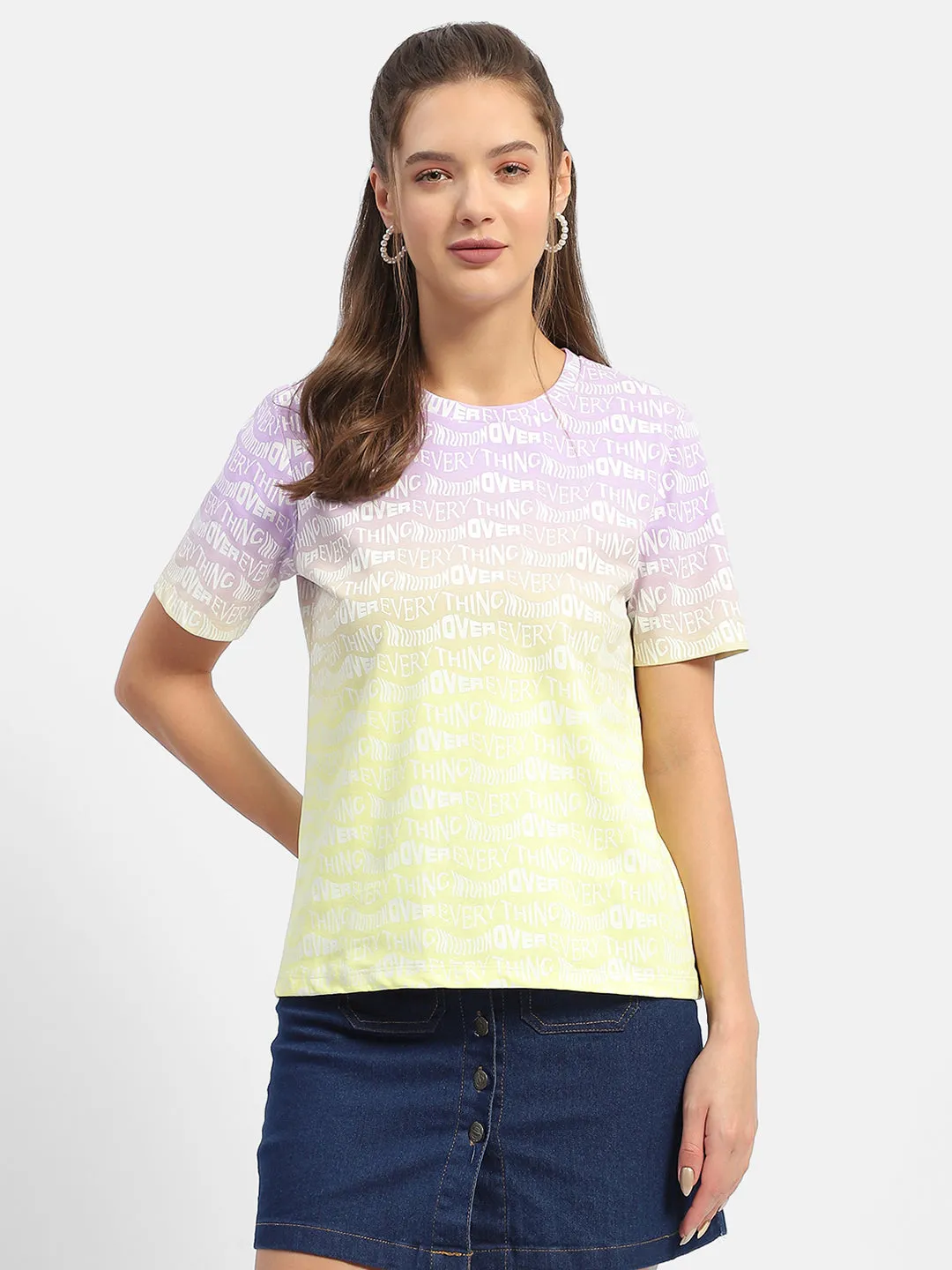 Odor-resistant Lightweight Shirt Madame Typography Purple Ombre Effect T-Shirt