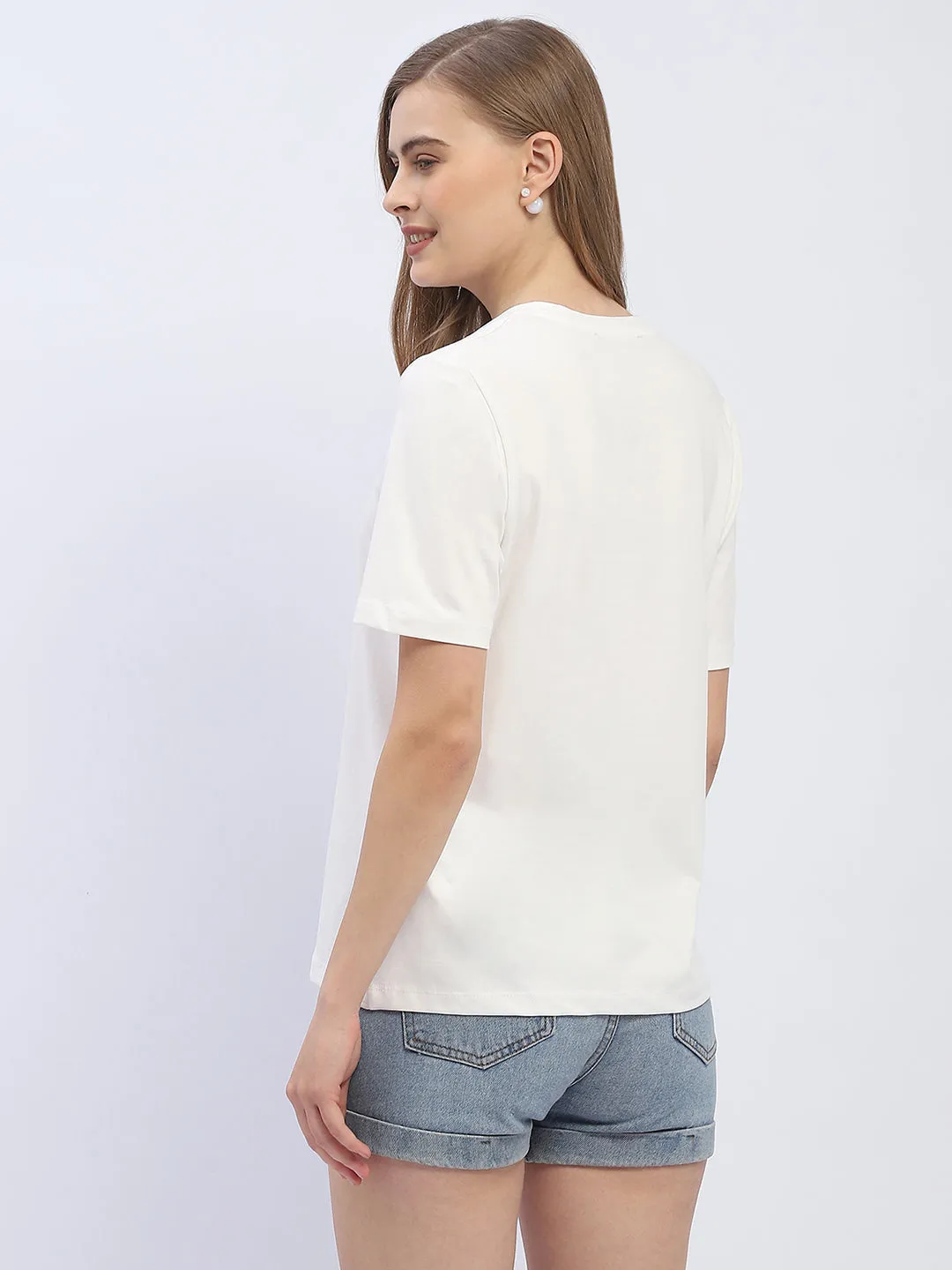 Hypoallergenic Textile Hiking durability Madame Typography White Regular T-Shirt