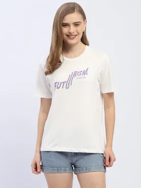 Madame Typography White Regular T-Shirt SoftenedNeckline