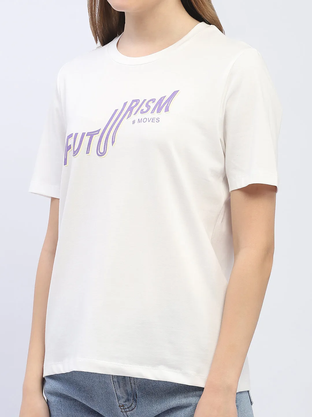 Madame Typography White Regular T-Shirt Light Style Trend Relaxed Vibe