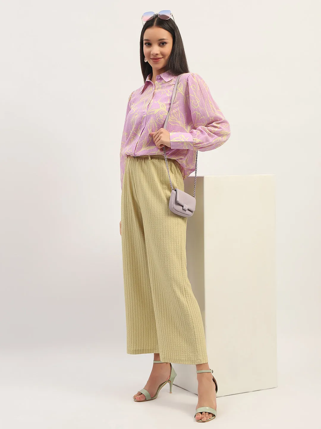 All Season Madame Waist Belted Tapered Fit Dusty Green Trousers