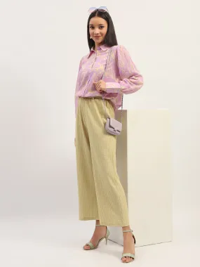 All Season Madame Waist Belted Tapered Fit Dusty Green Trousers
