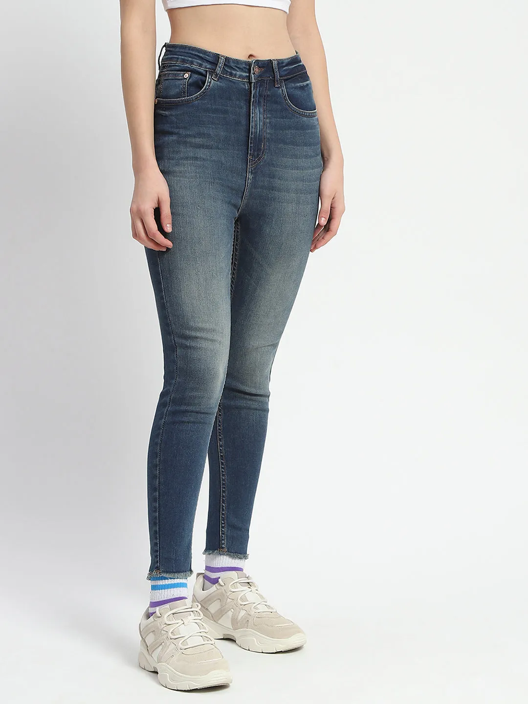 Reliable Outfit Madame Whiskered Stone Wash Green Tinted Cotton Denim