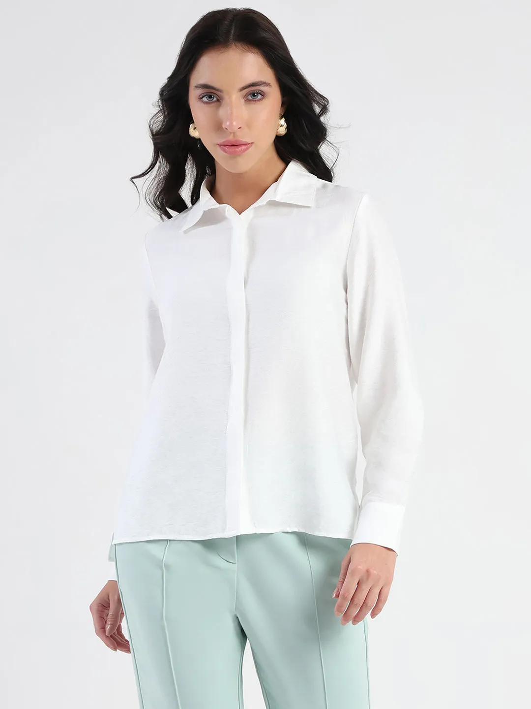 Creative Professional Madame White Rayon Blend Shirt