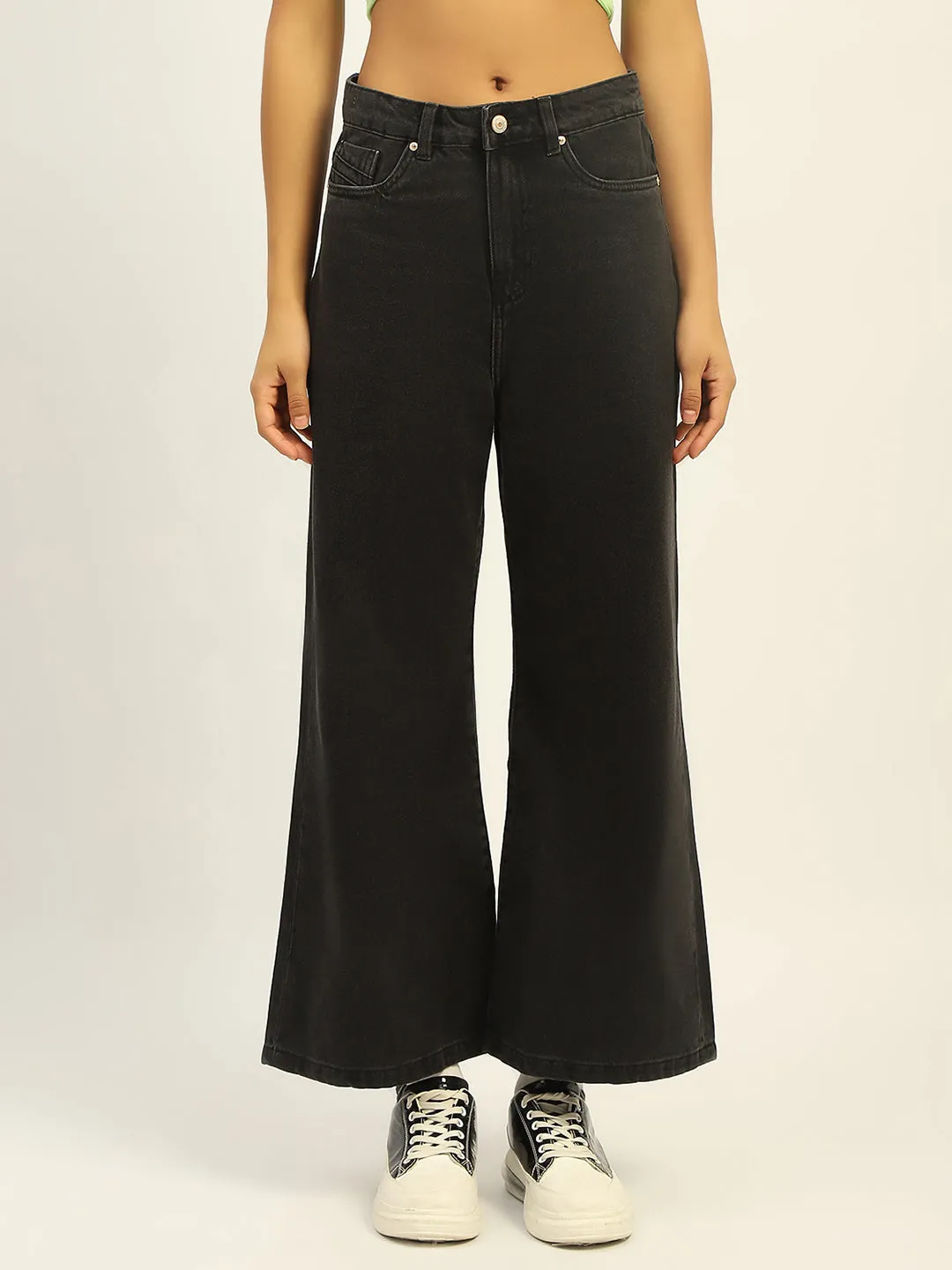 Go To Piece school wear Madame Wide Leg Charcoal Cotton Denim