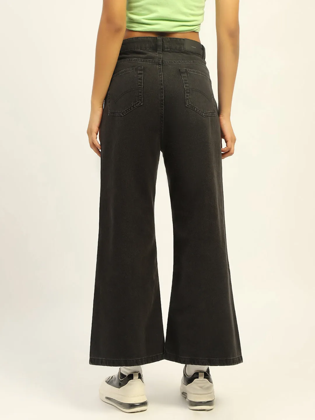 Madame Wide Leg Charcoal Cotton Denim Weather Proof