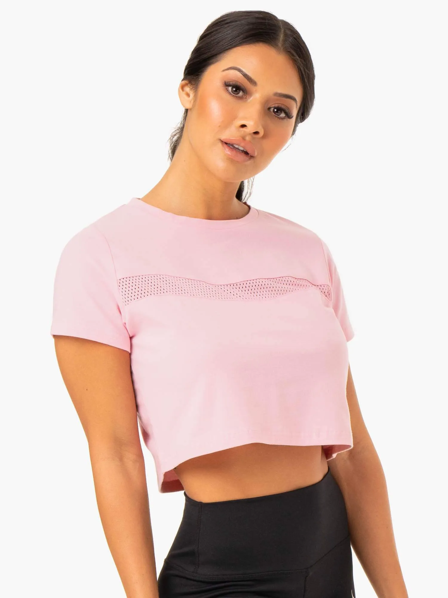Hybrid Mesh Tee - Pink Breathable Layer Fit Top Rated