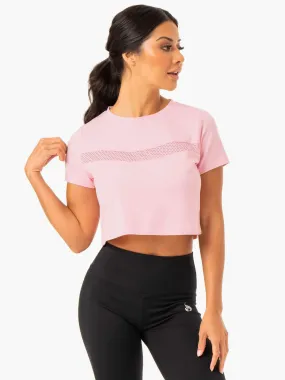 Hybrid Mesh Tee - Pink Fashionable Look