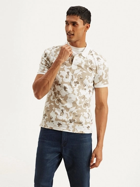 Men's Abstract Slim Fit Polo T-shirt All-Purpose Wear Breathable mesh