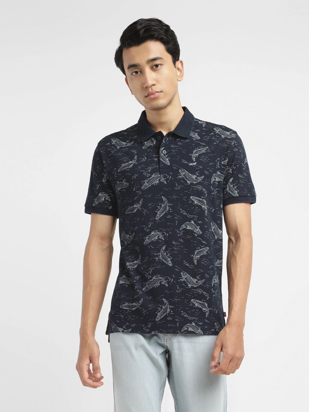 Men's Conversational Slim Fit Polo T-shirt Dimensional Stability Weave