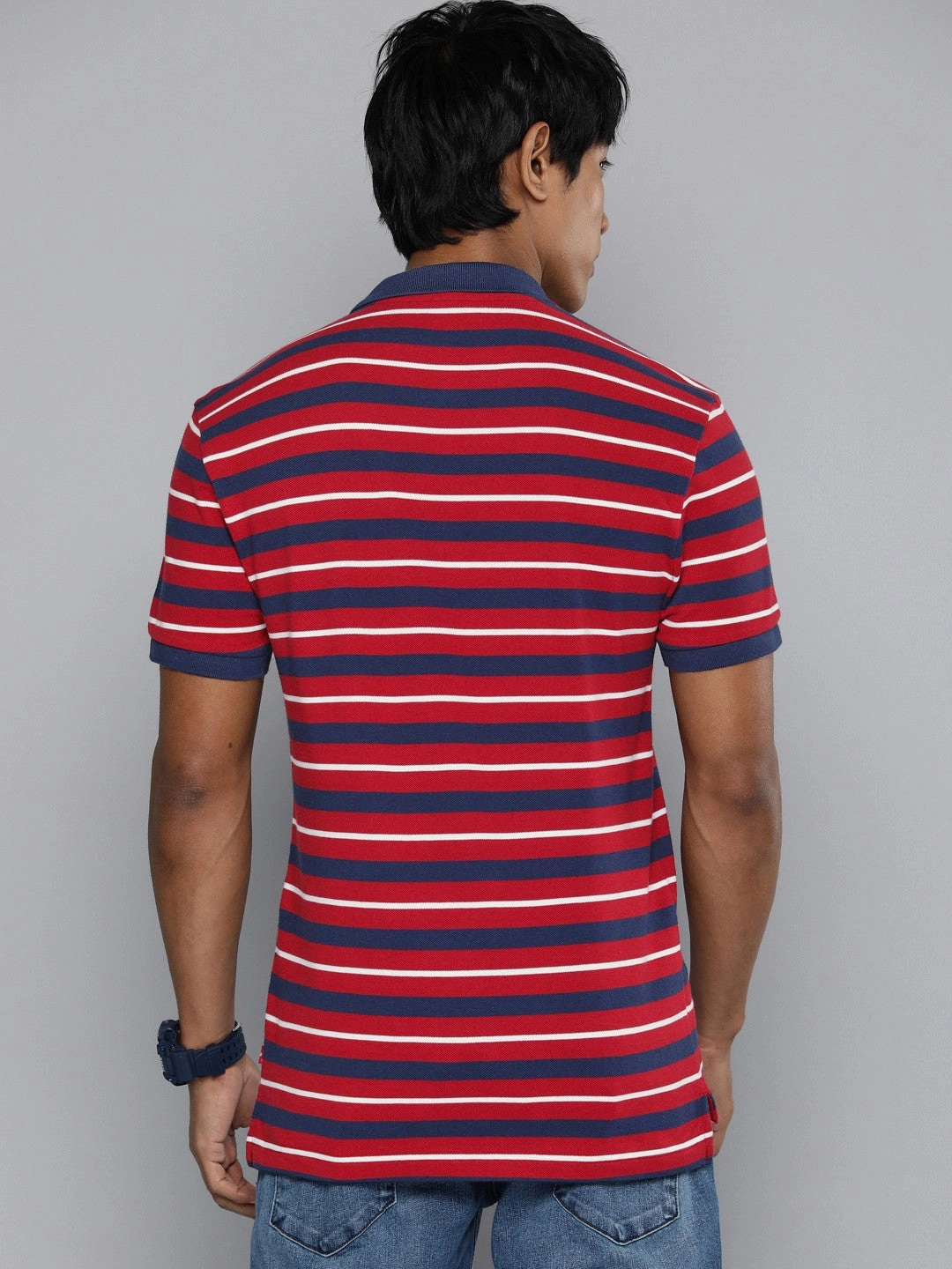 Smart Wear Moisture control Men's Striped Polo T-shirt