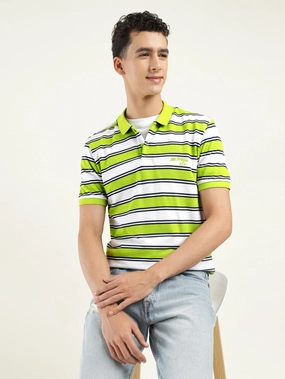 Men's Striped Polo T-shirt Weekend Outing