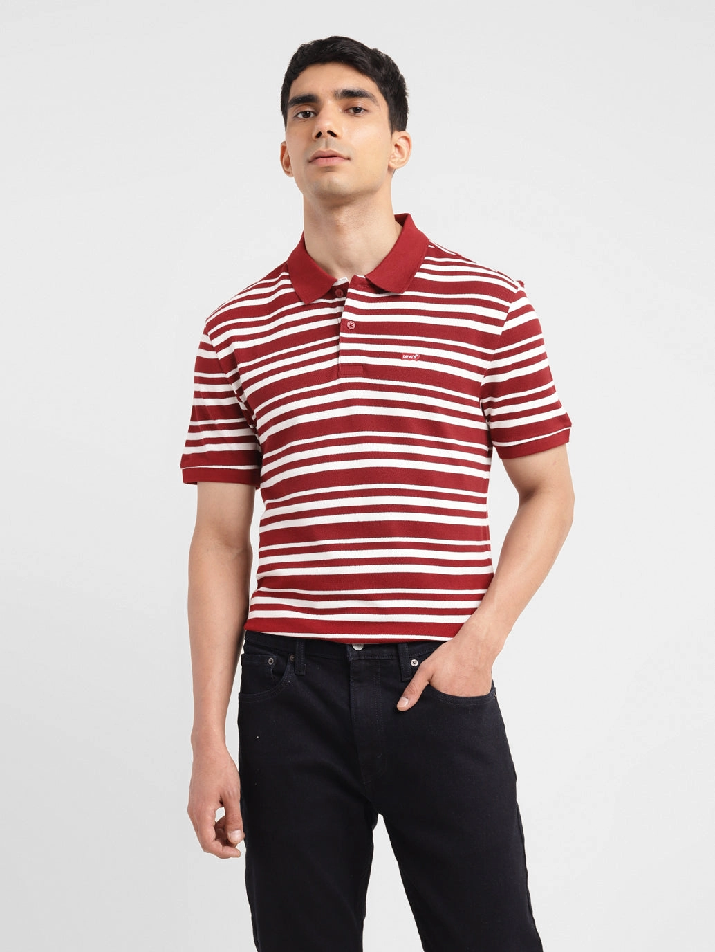 Sweat Absorbing Street Style Men's Striped Slim Fit Polo T-shirt