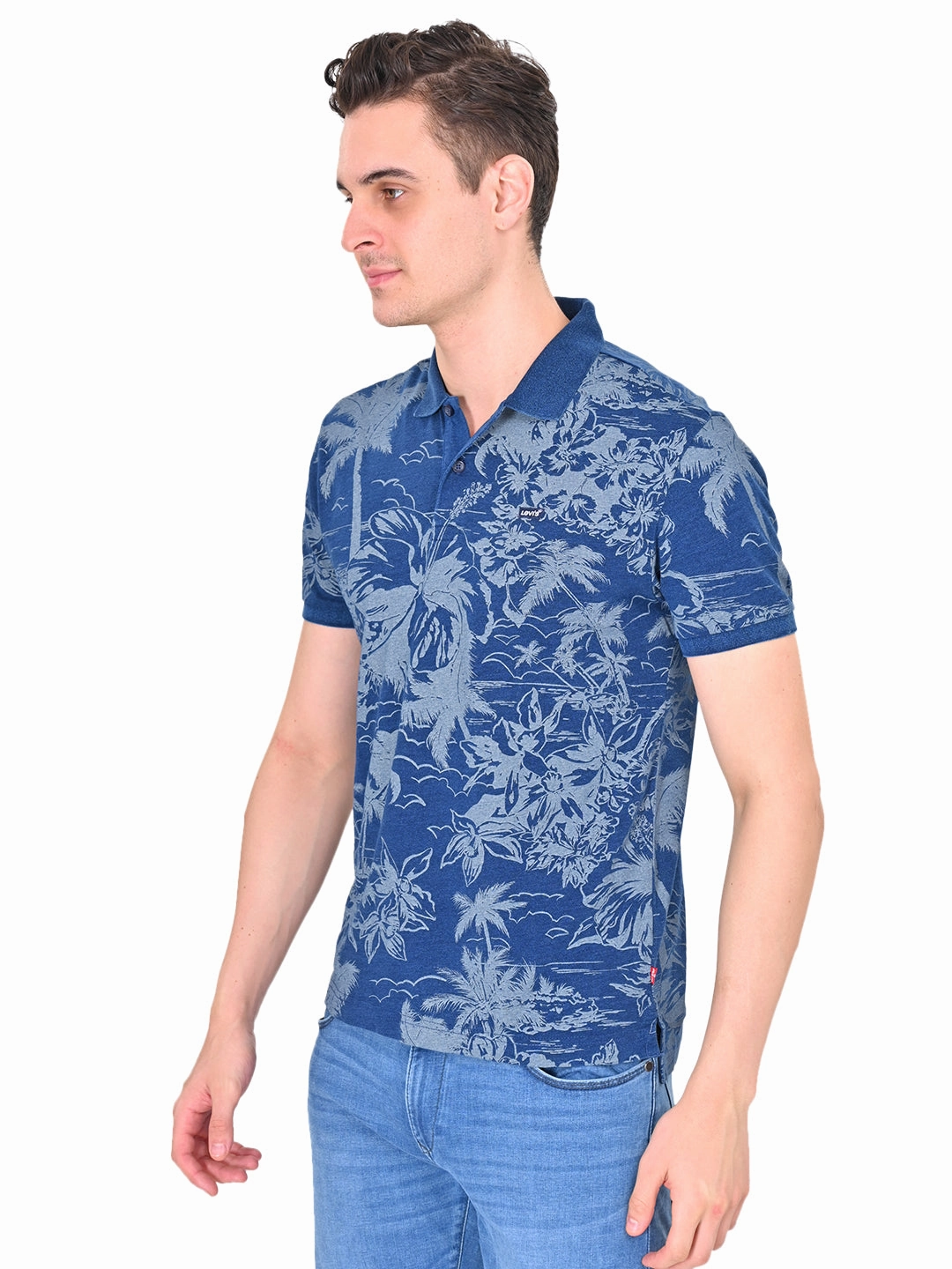Men's Tropical Slim Fit Polo T-shirt Unstructured Hem