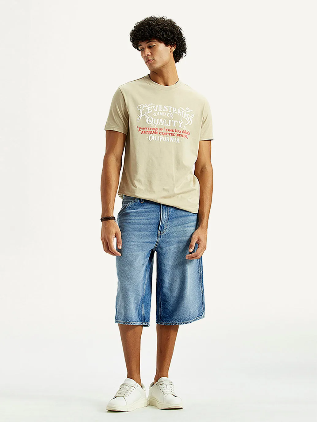 high - rise NoChafeFinish Men's 568 Light Indigo Loose Fit Mid Rise Shorts