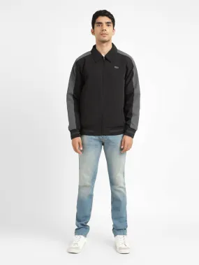 Frictionless Inner Layer Men's Black High Neck Bomber Jacket