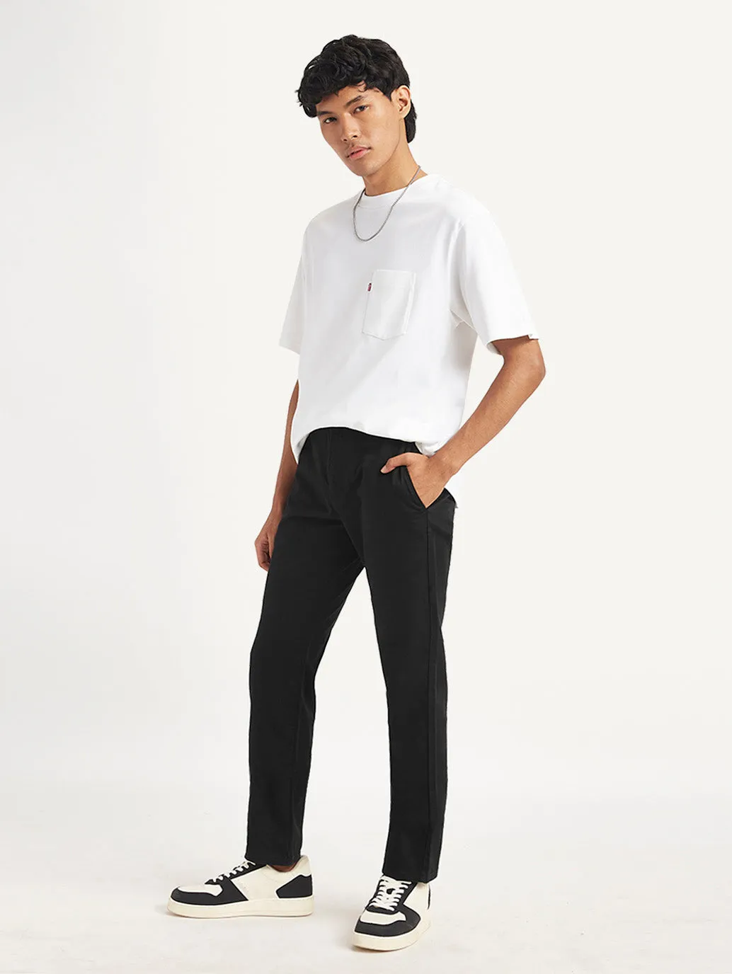 Warm Fit All Season Wear Men's Black Tapered Chino Trousers