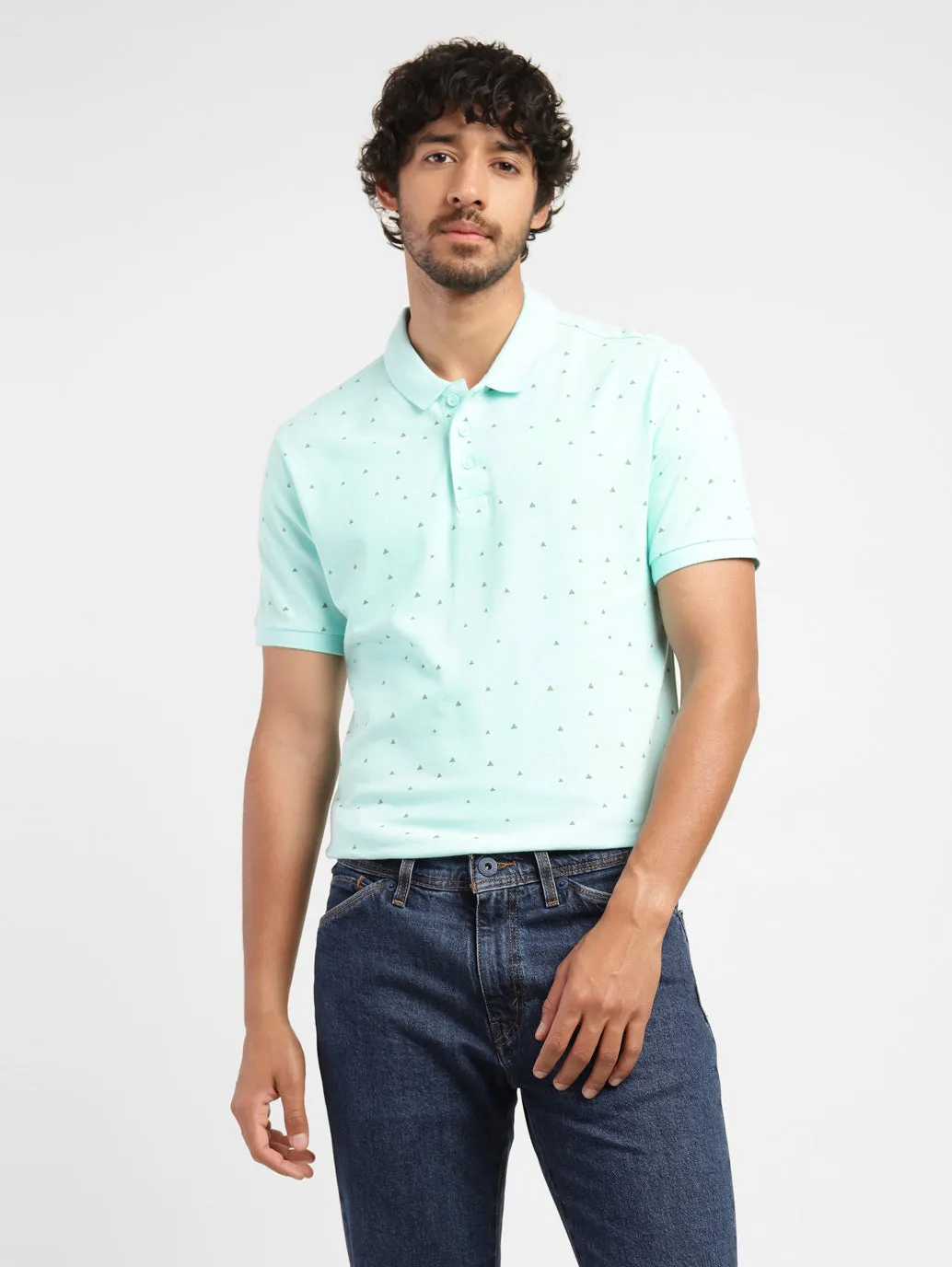 Men's Blue Polo Collar T-Shirt Summer Shirt Refined Style