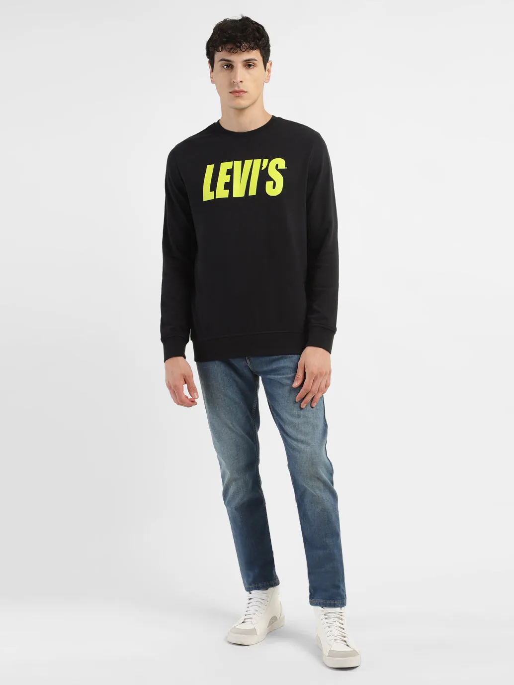 Simple Wear Men's Brand Logo Crew Neck Sweatshirt