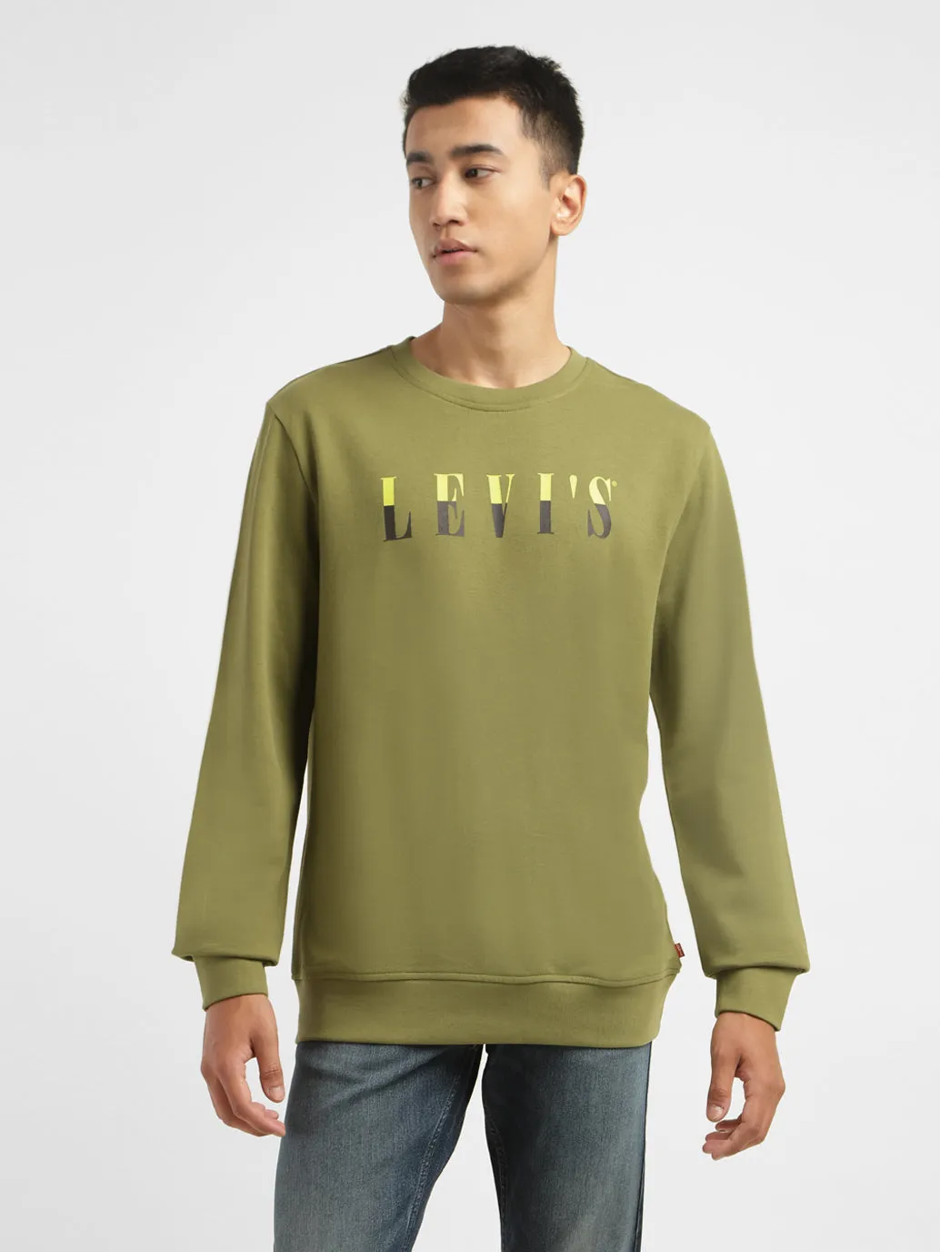 Men's Brand Logo Crew Neck Sweatshirt Essential Clothing
