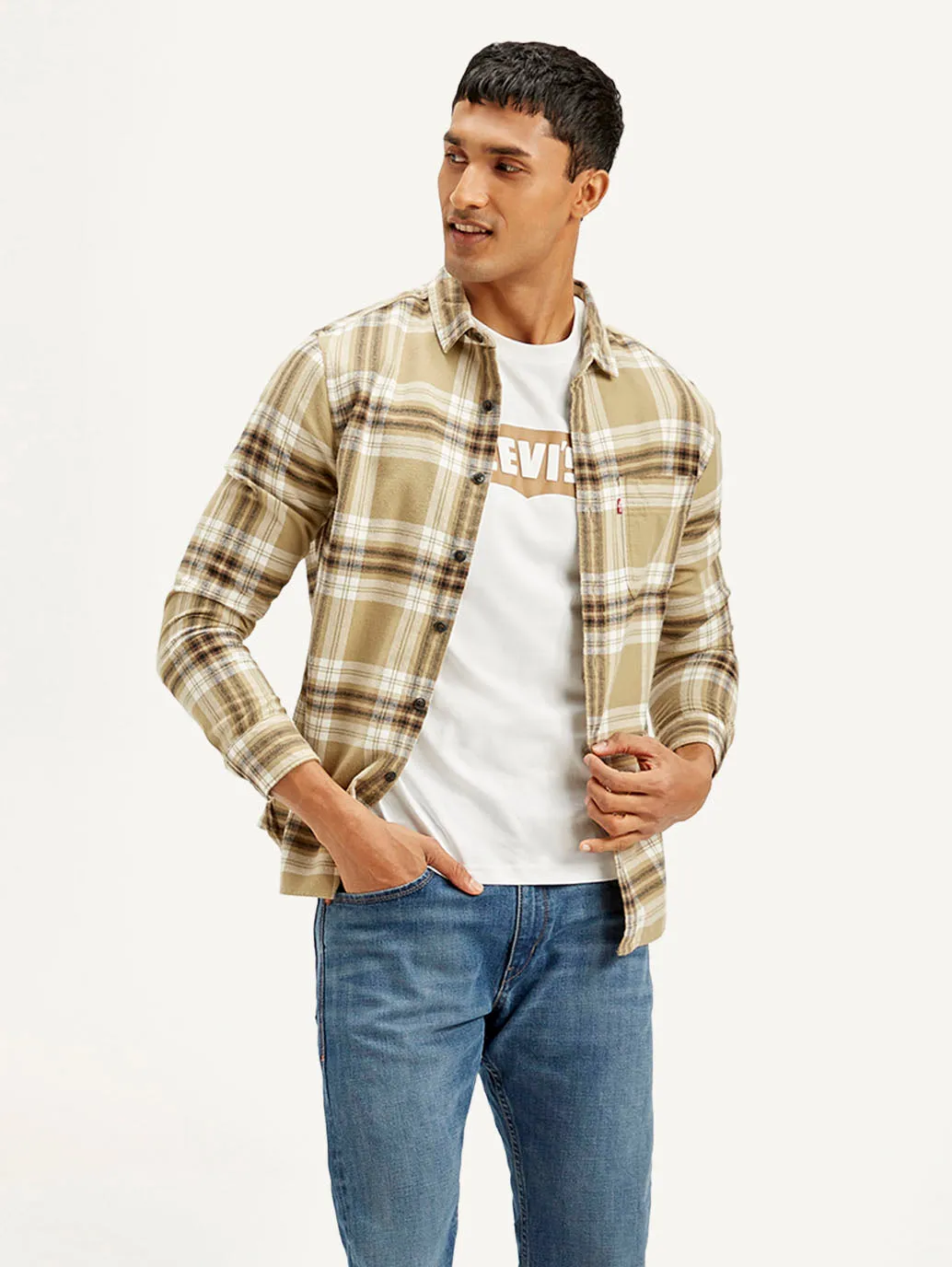 Men's Checkered Relaxed Fit Shirt ethical fashion Reinforced Collar
