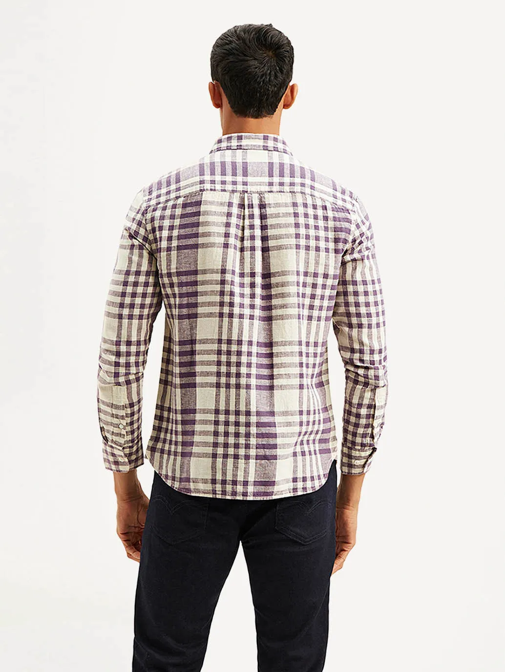 Men's Checkered Slim Fit Linen Shirt Trendy designs