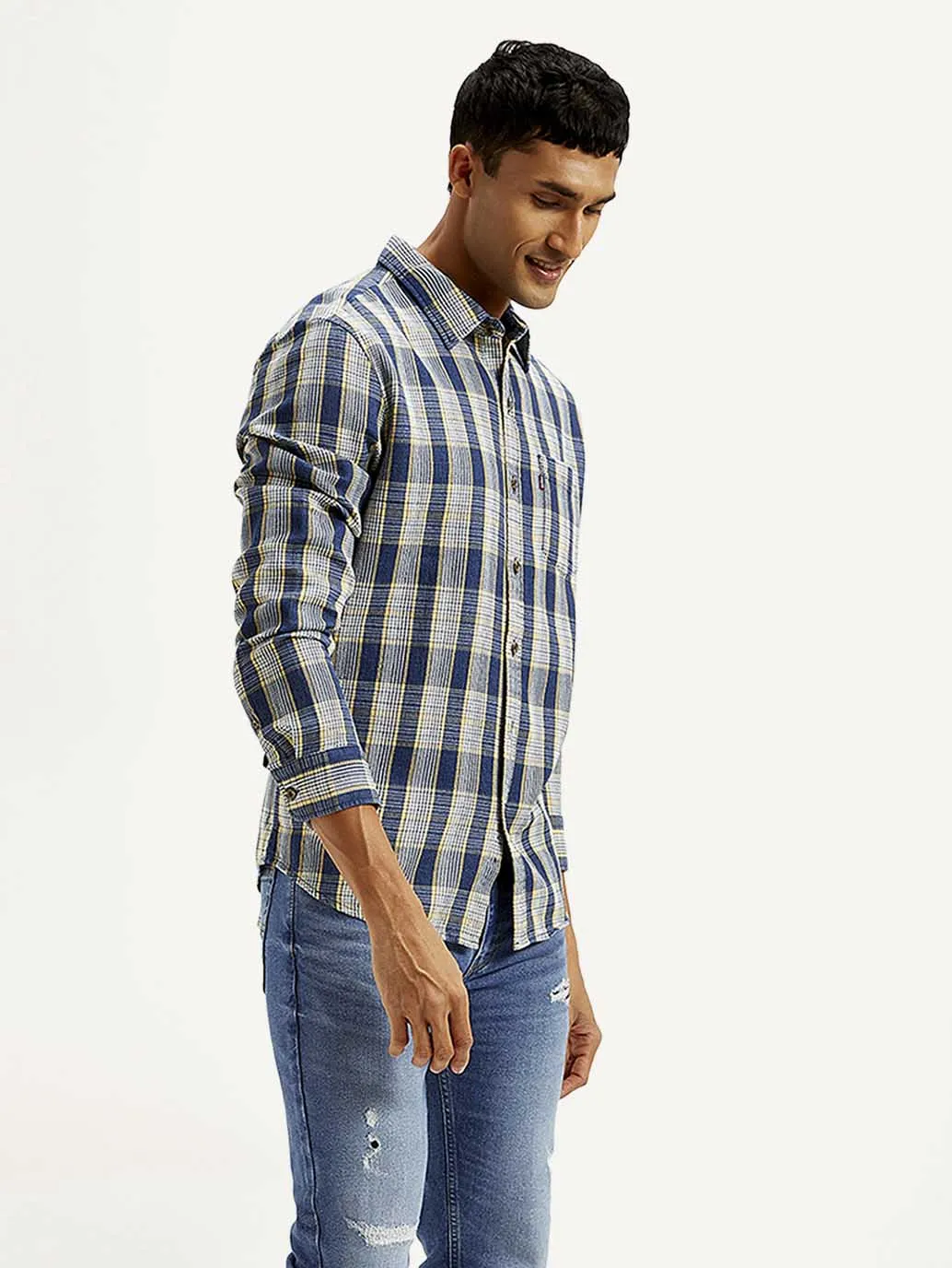 Festival Fashion High Density Weave Men's Checkered Slim Fit Shirt