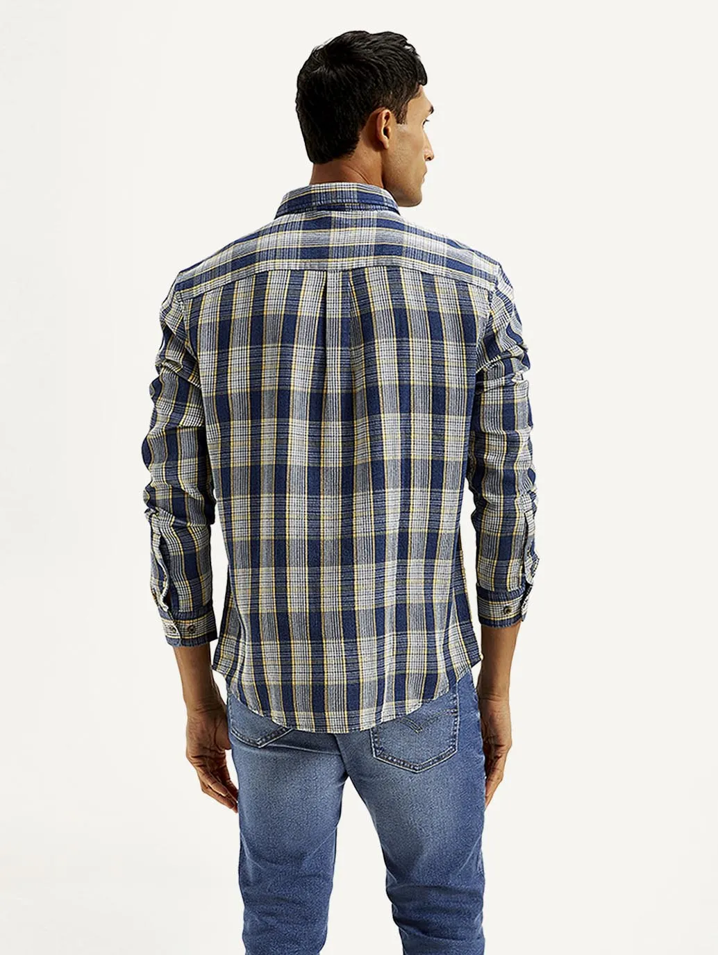 Comfortable Layer Gym Appropriate Men's Checkered Slim Fit Shirt