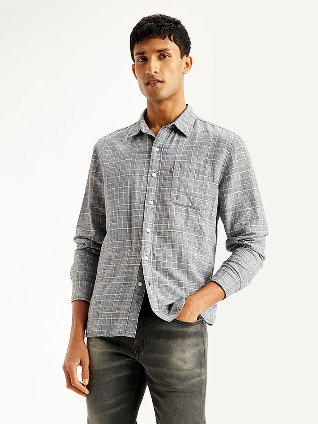 Men's Checkered Spread Collar Shirt Sporty Appeal