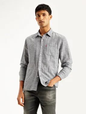Casual Layer Men's Checkered Spread Collar Shirt