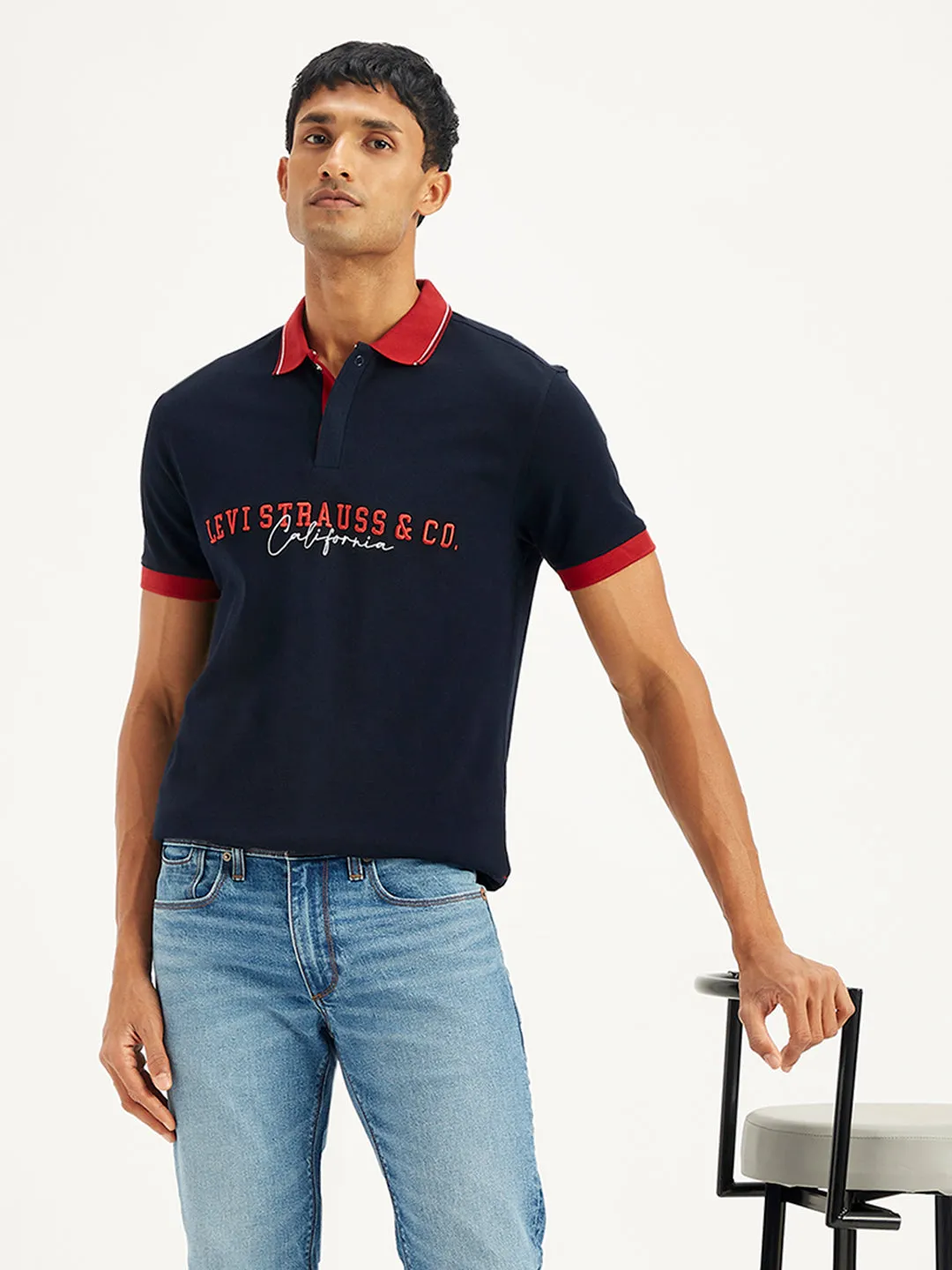 Comfortable Wear Men's Embroidered Slim Fit Polo T-Shirt