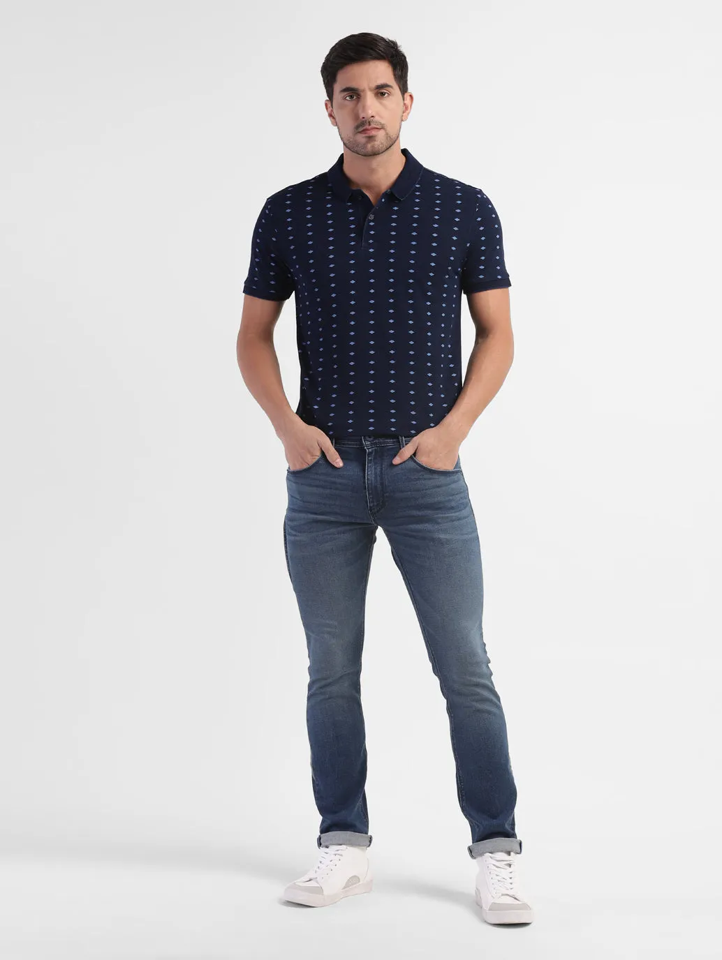 Men's Geometric Polo T-shirt All-Day Fit