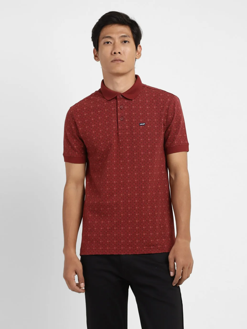 Men's Geometric Print Polo T-shirt Flexible Style