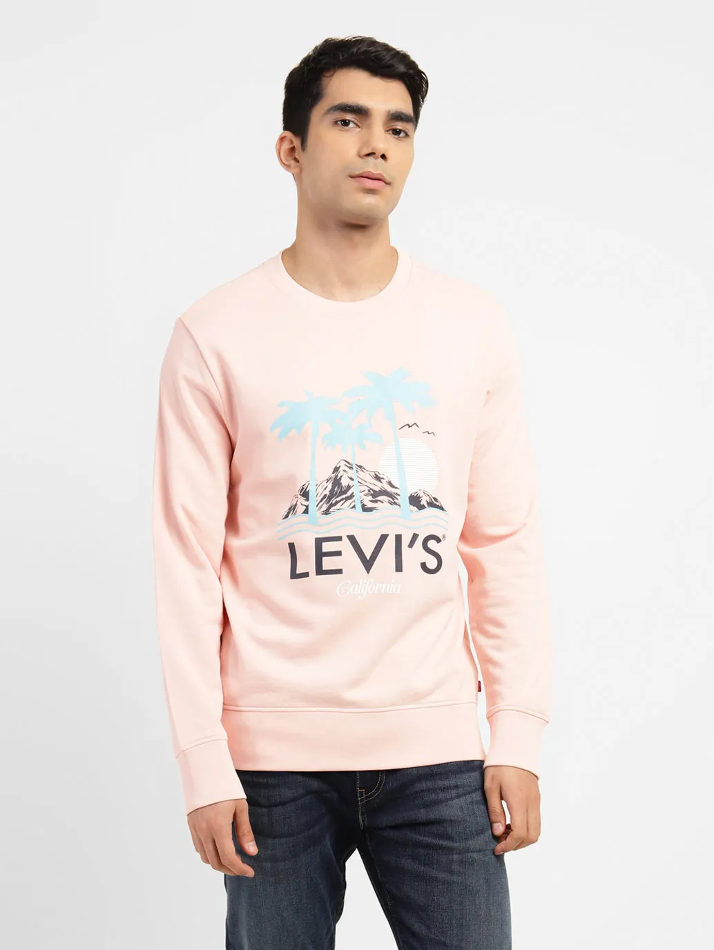 Men's Graphic Print Crew Neck Sweatshirt appropriate for sunny days soft fit
