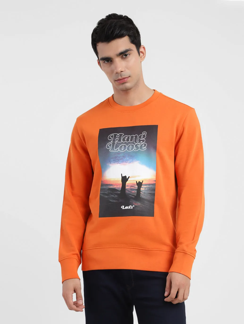 camping suitable Men's Graphic Print Crew Neck Sweatshirt