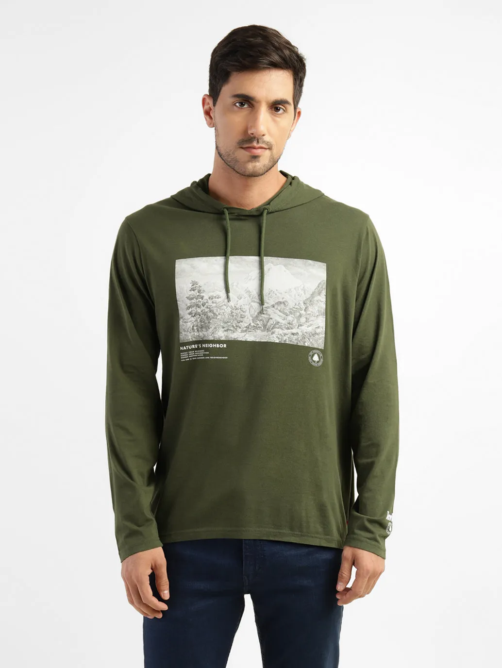 Men's Graphic Print Hooded Sweatshirt Layer Relaxed Layered Fashion