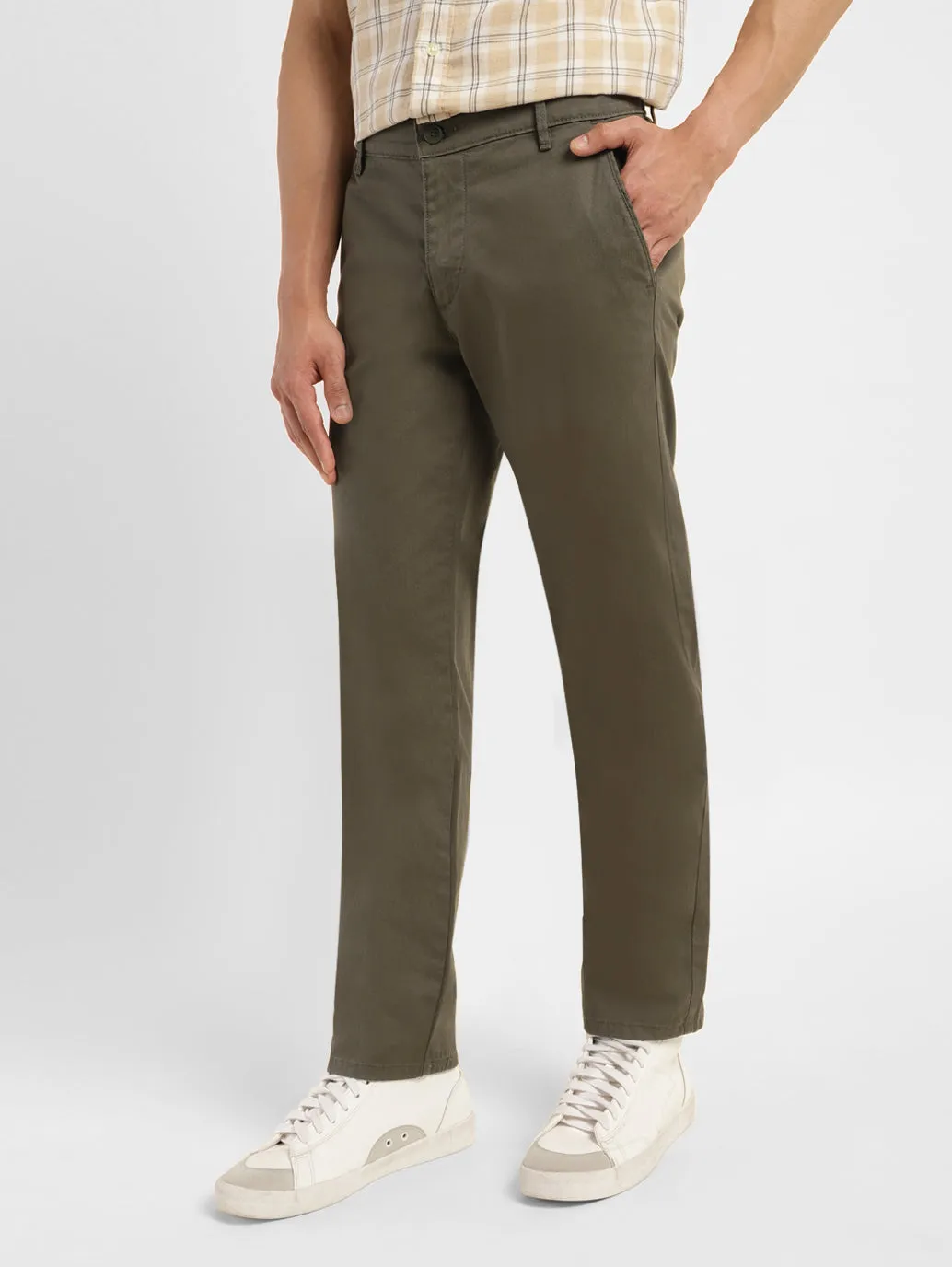 Men's Green Loose Fit Chinos Tough Build