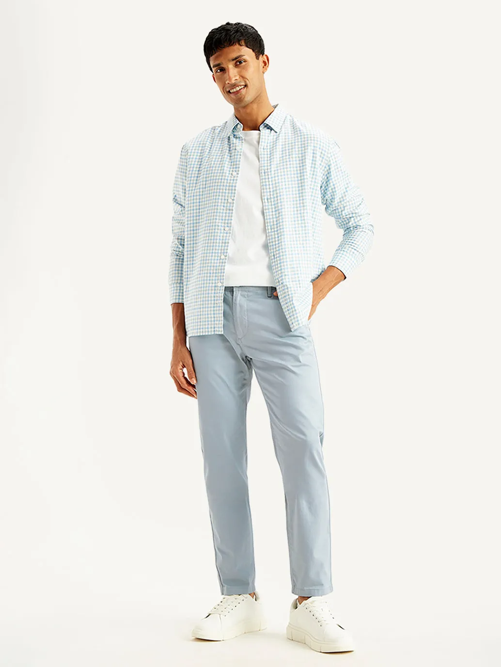 Reinforced Seams Men's Light Blue Tapered Chinos