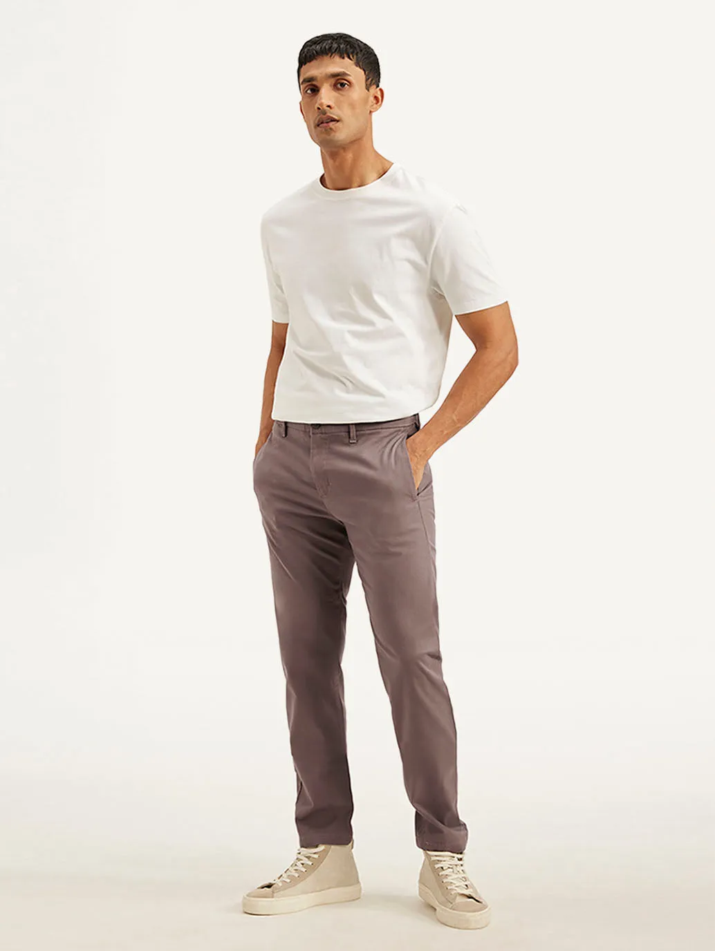 QuickReleaseBuckle Men's Mauve Tapered Trousers