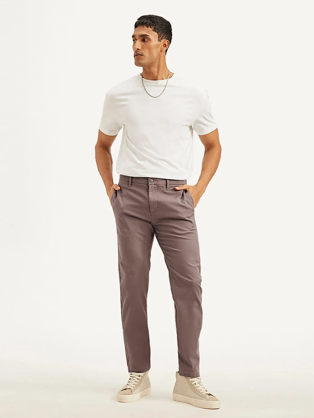 Men's Mauve Tapered Trousers Modern Design