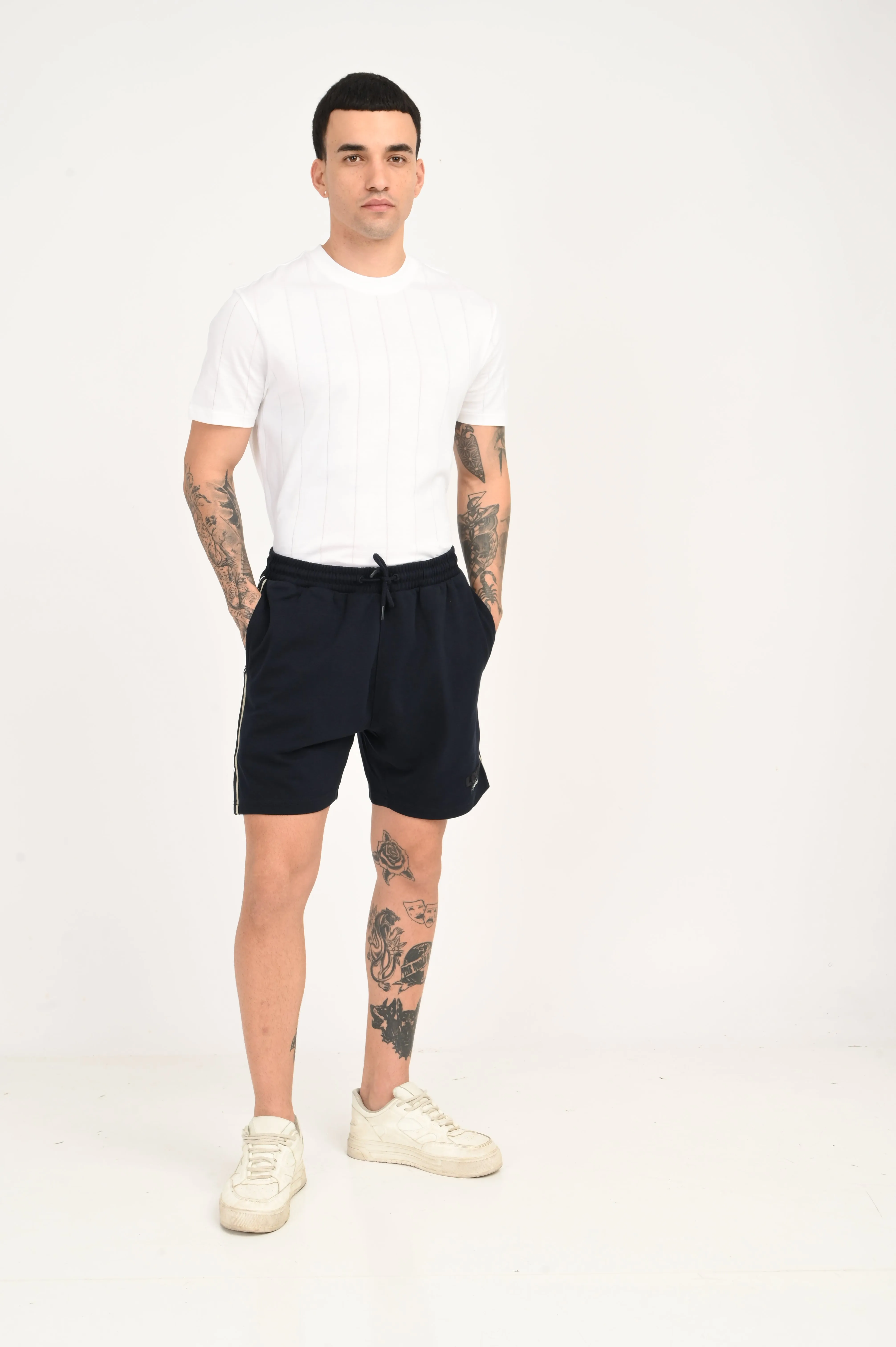 Anti Friction Seams Double Layered Knees Men's Navy Regular Fit Shorts