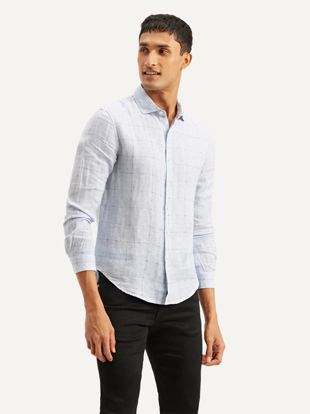 Men's Redloop Checkered Slim Fit Shirt Pocket Detailing